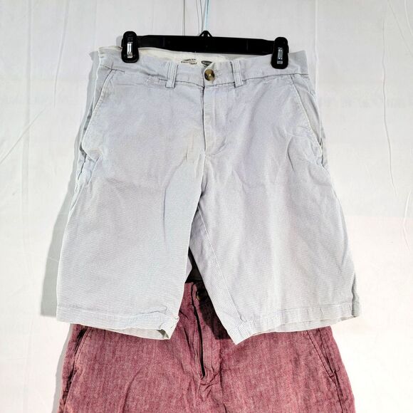 Bundle of 2 Gap White and Pink Linen Blend Ultimate Slim Chino Shorts Mens Small - Picture 2 of 7